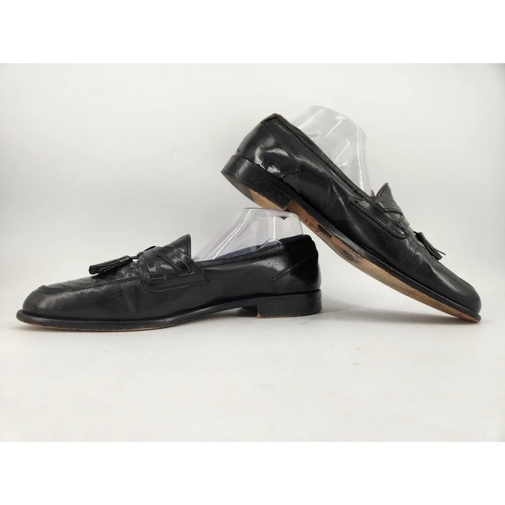 Johnston‎ & Murphy Cellini Tassel Loafers Mens 10.5 M Black Leather Croc Italy